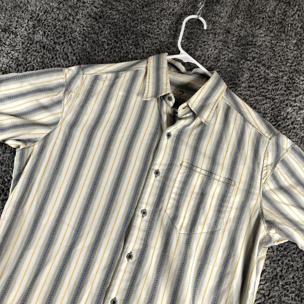 Kuhl‎ Shirt Mens Medium Multicolor Stripe Short Sleeve Button Up Casual